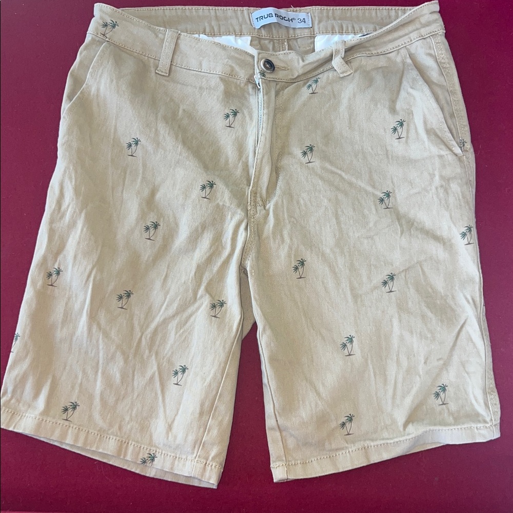 Men’s Palm Tree Print Beige Shorts Size 34